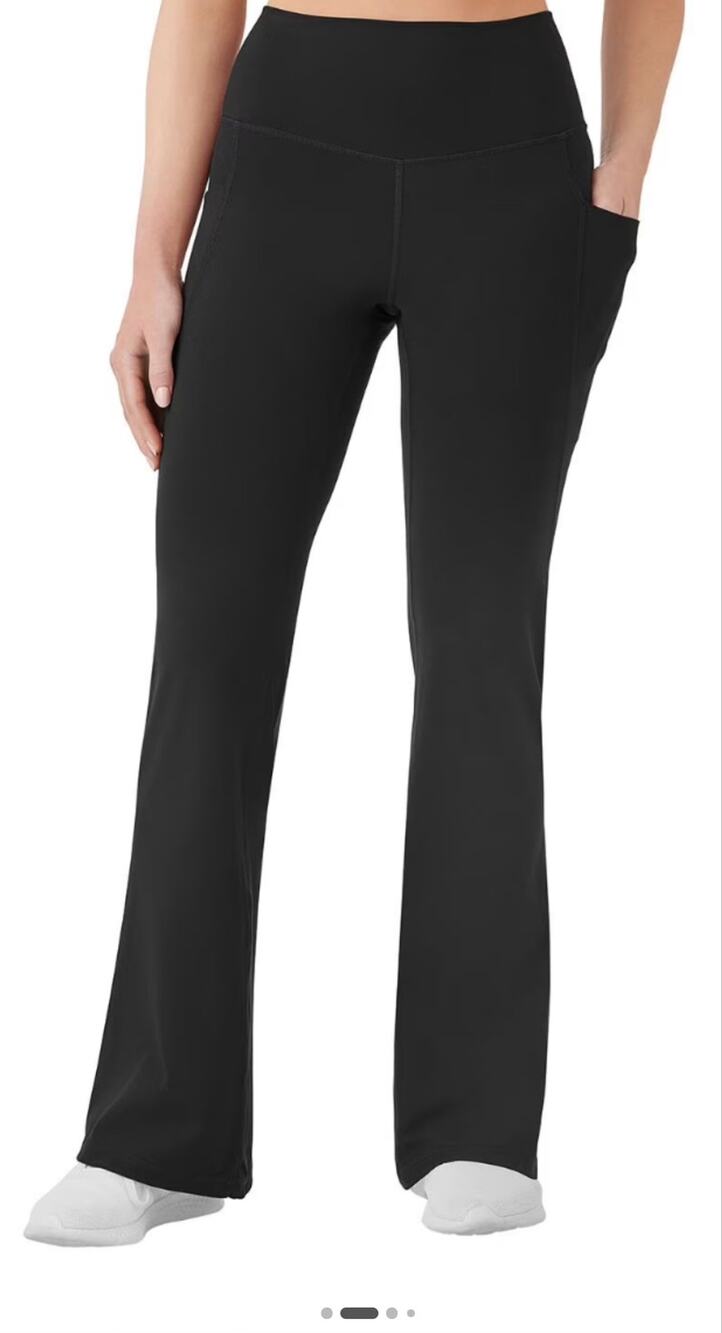 Jockey Yoga Pants Side Pockets Wide Waistband Tummy Control High Rise Boot Cut